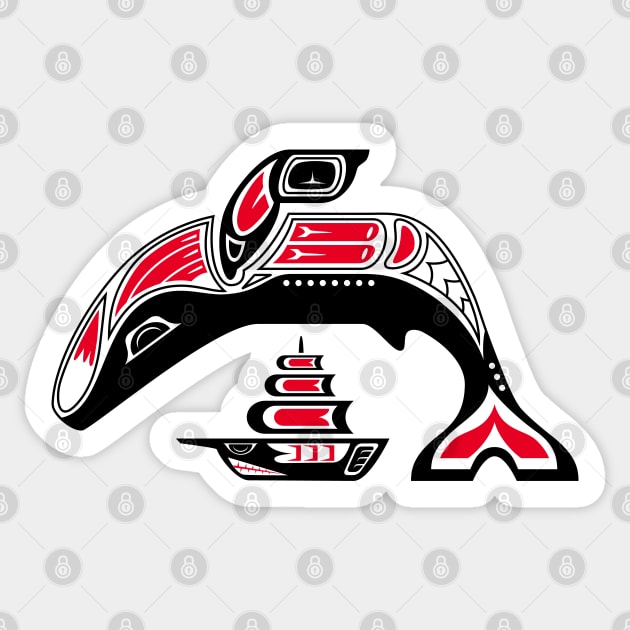 Tribal Whale (haida style mix) Sticker by TurkeysDesign